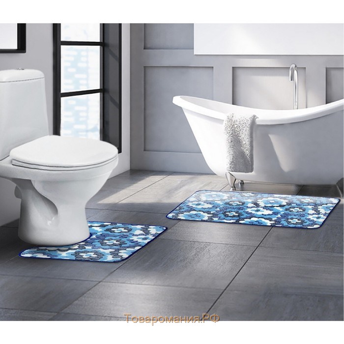 Набор ковриков для ванной и туалета «Фиолетовые цветы», 2 шт, 40×50, 50×80 см