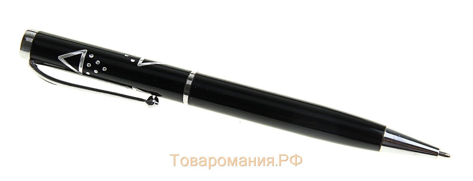 Ручка шариковая, подарочная, поворотная, в пластиковом футляре, чёрная с серебристыми вставками, "Стиль"