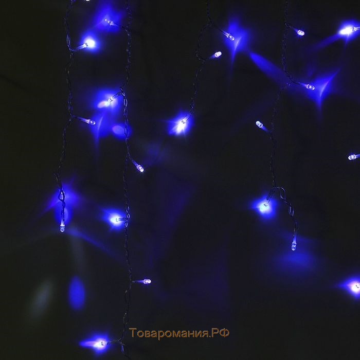 Гирлянда «Бахрома» 3 × 0.6 м, IP44, УМС, прозрачная нить, 160 LED, свечение бело-синее, мигание, 220 В
