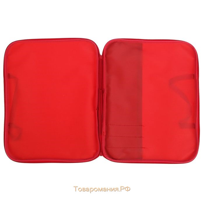 Папка с ручками текстильная А4, 350 х 275 х 20 мм, внешний карман, Офис ПДМ-4, красная