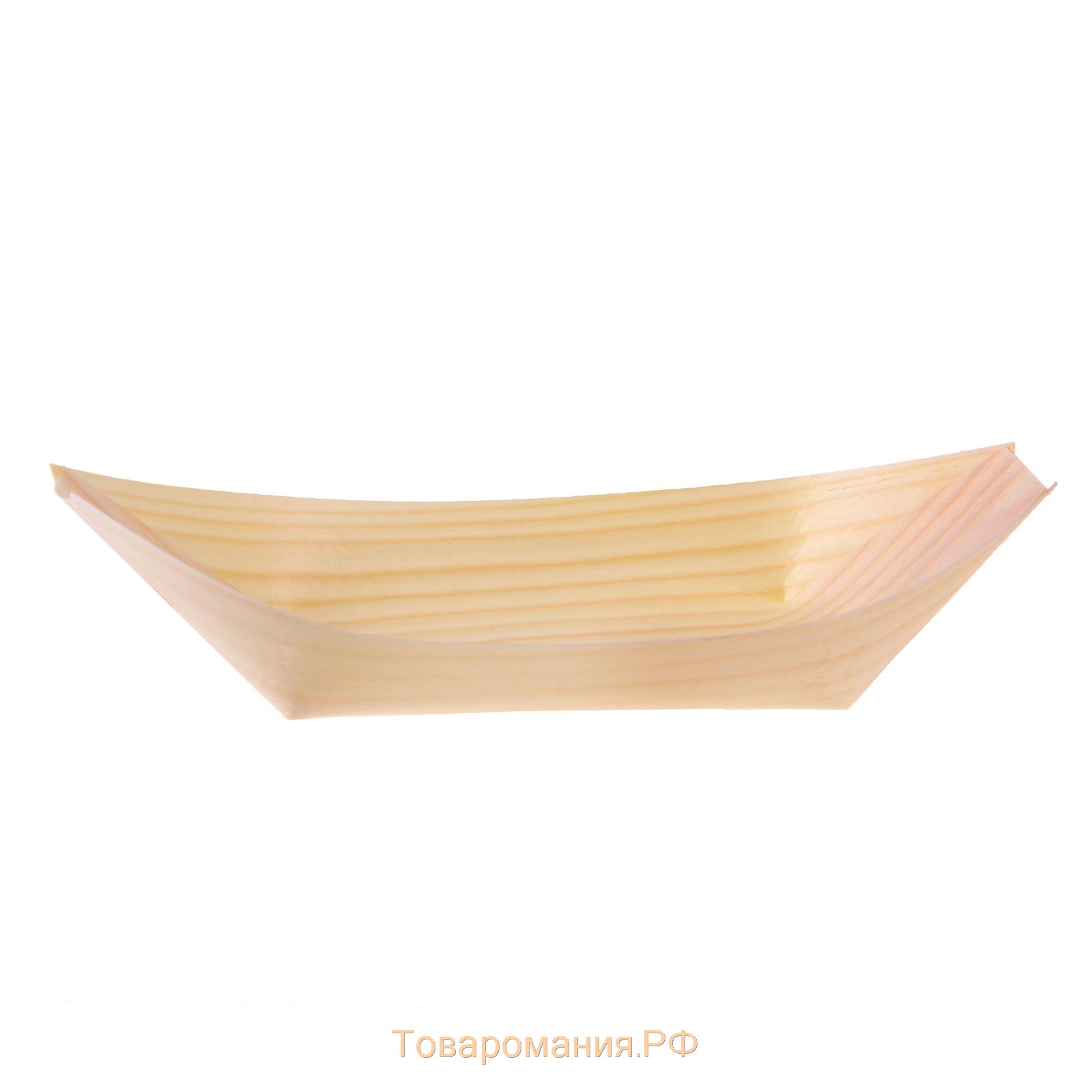 Тарелка "Лодочка" одноразовая деревянная 18,5 см
