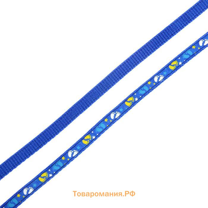 Комплект "Цветные следы", поводок 120 х 1 см, ОГ 23-35 см, синий