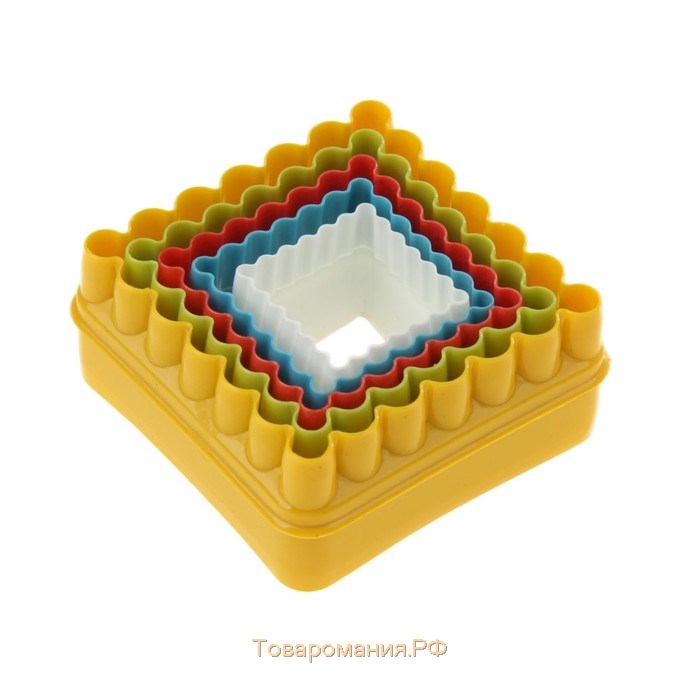 Набор форм для печенья «Квадрат», 5 шт, 8×8×3,5 см, цвет МИКС