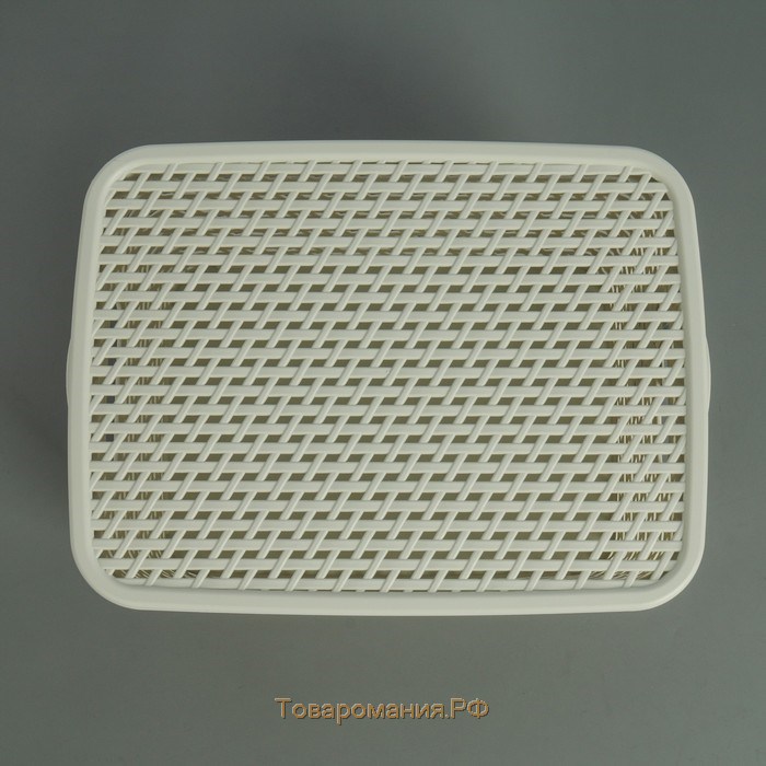 Ящик для хранения с крышкой «Ротанг», 13 л, 37×28×19 см, цвет белый