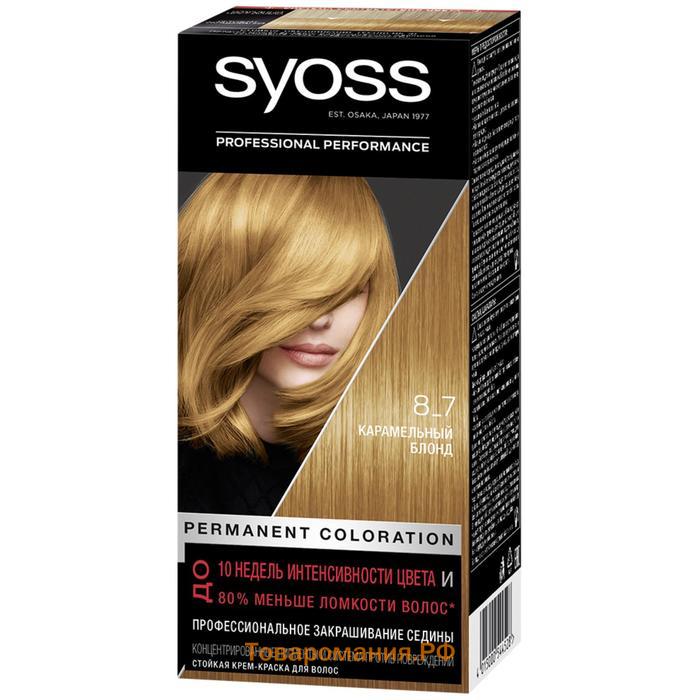 Крем-краска для волос Syoss Color, тон 8-7, карамельный блонд