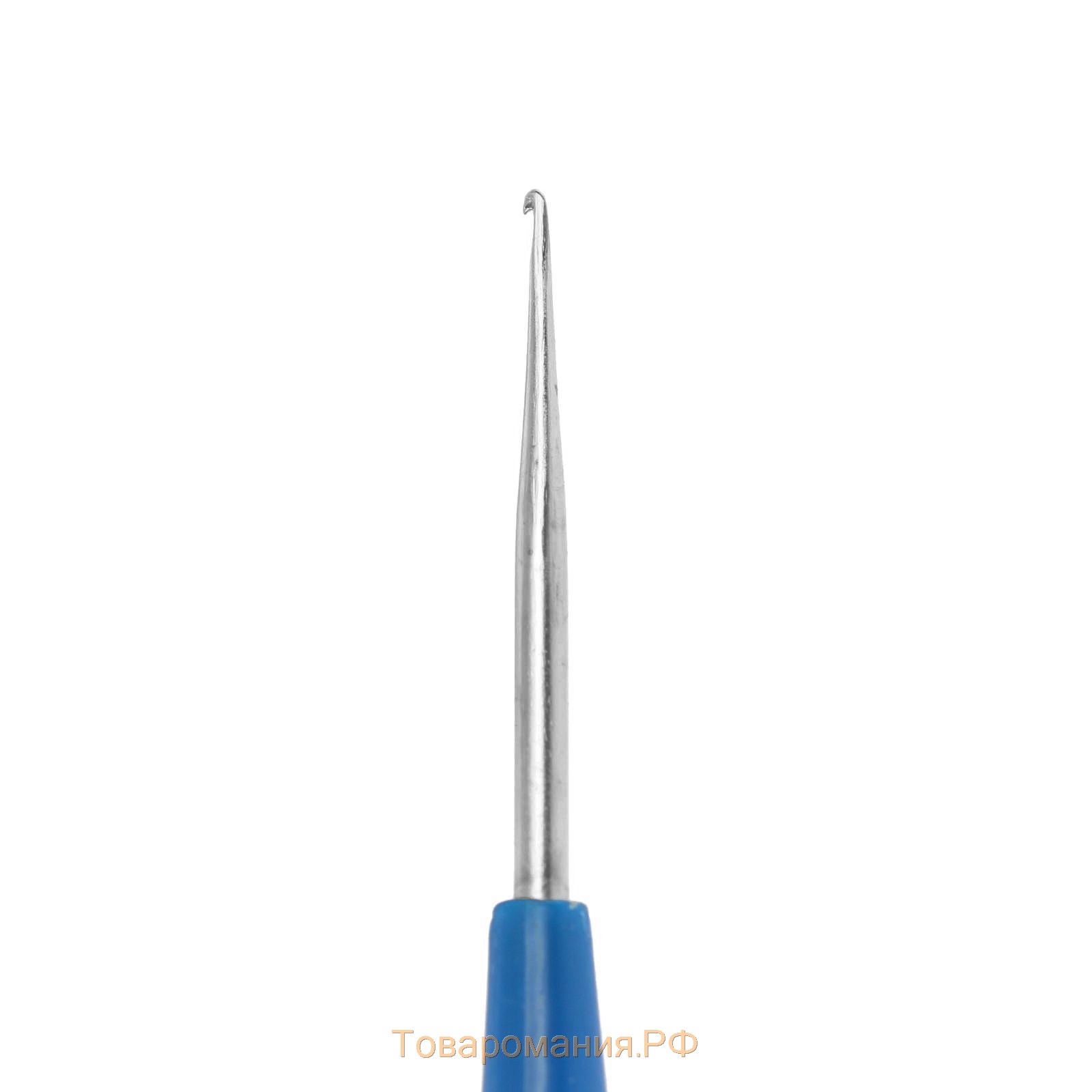 Крючок для вязания, с пластиковой ручкой, d = 0,75 мм, 13,5 см, цвет синий