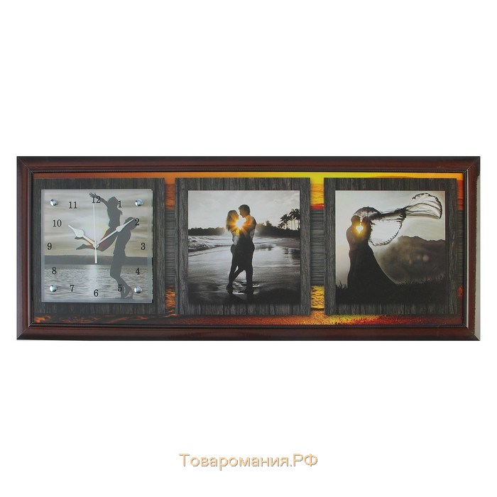 Часы-картина настенные, серия: Люди, "Влюбленные на закате", 35 х 100 см