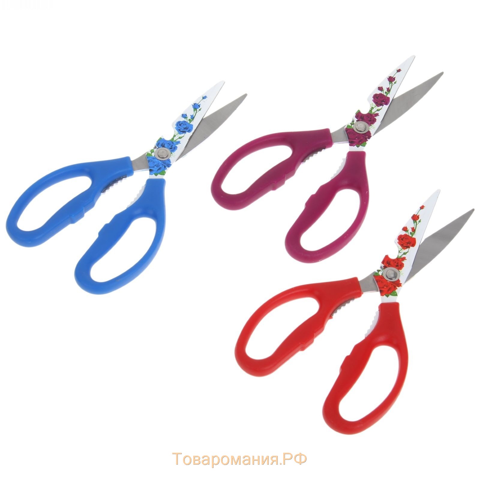 Ножницы кухонные с антиналипающим покрытием «Цветение», 22 см, цвет МИКС