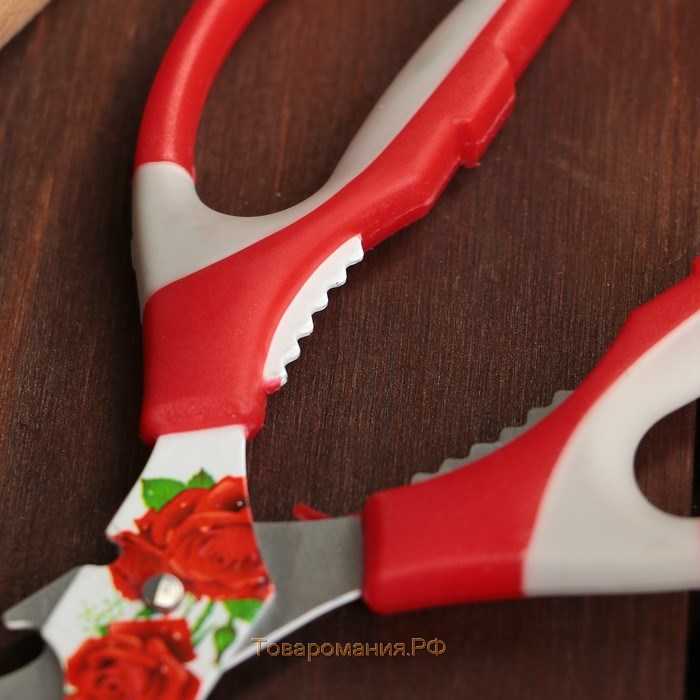 Ножницы кухонные с антиналипающим покрытием «Цветение», 22 см, цвет МИКС