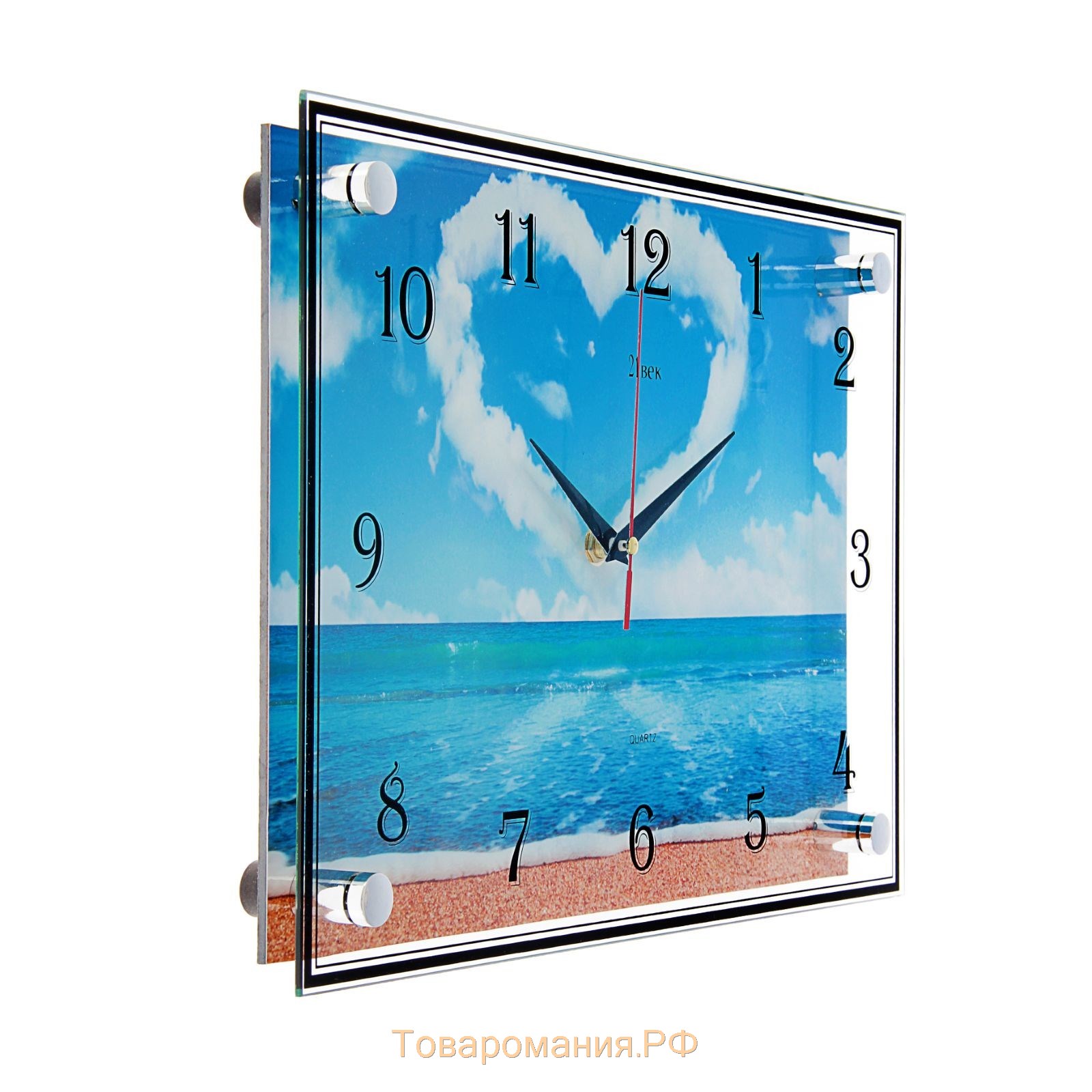 Часы-картина настенные, серия: Море, "Сердце из облаков", плавный ход, 25 х 35 см