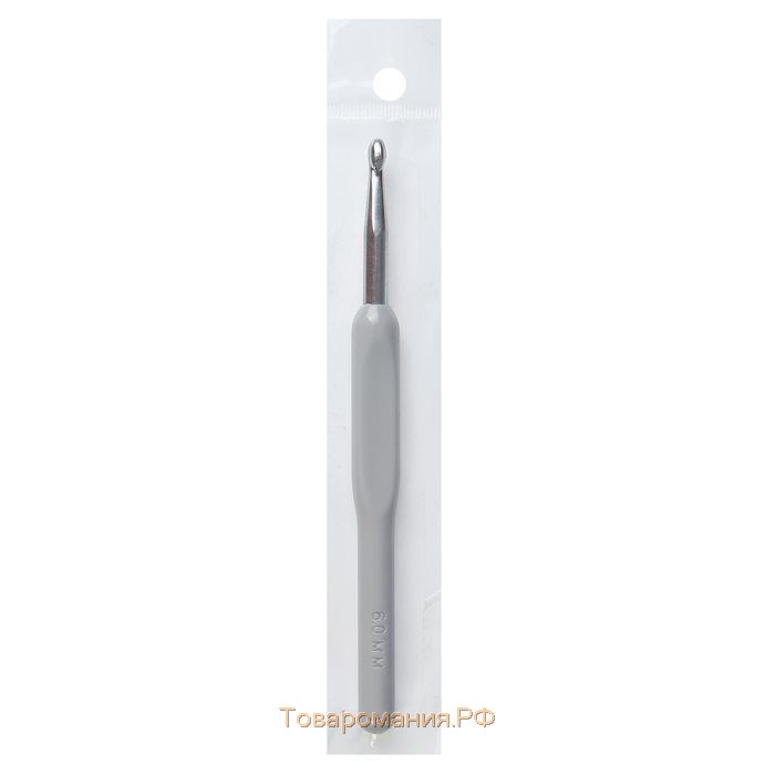 Крючок для вязания, с пластиковой ручкой, d = 6 мм, 14 см, цвет розовый