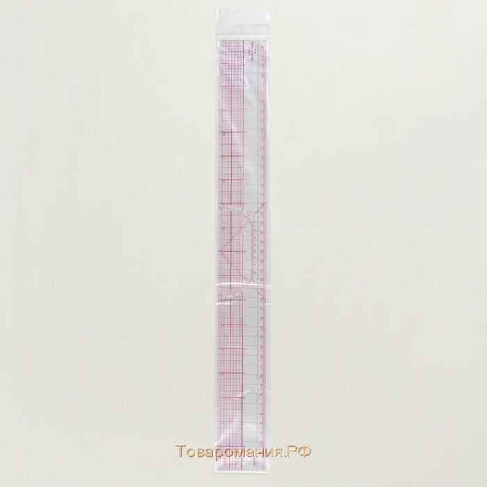 Линейка для квилтинга и пэчворка, 45 × 5 см, толщина 0,5 мм, цвет прозрачный
