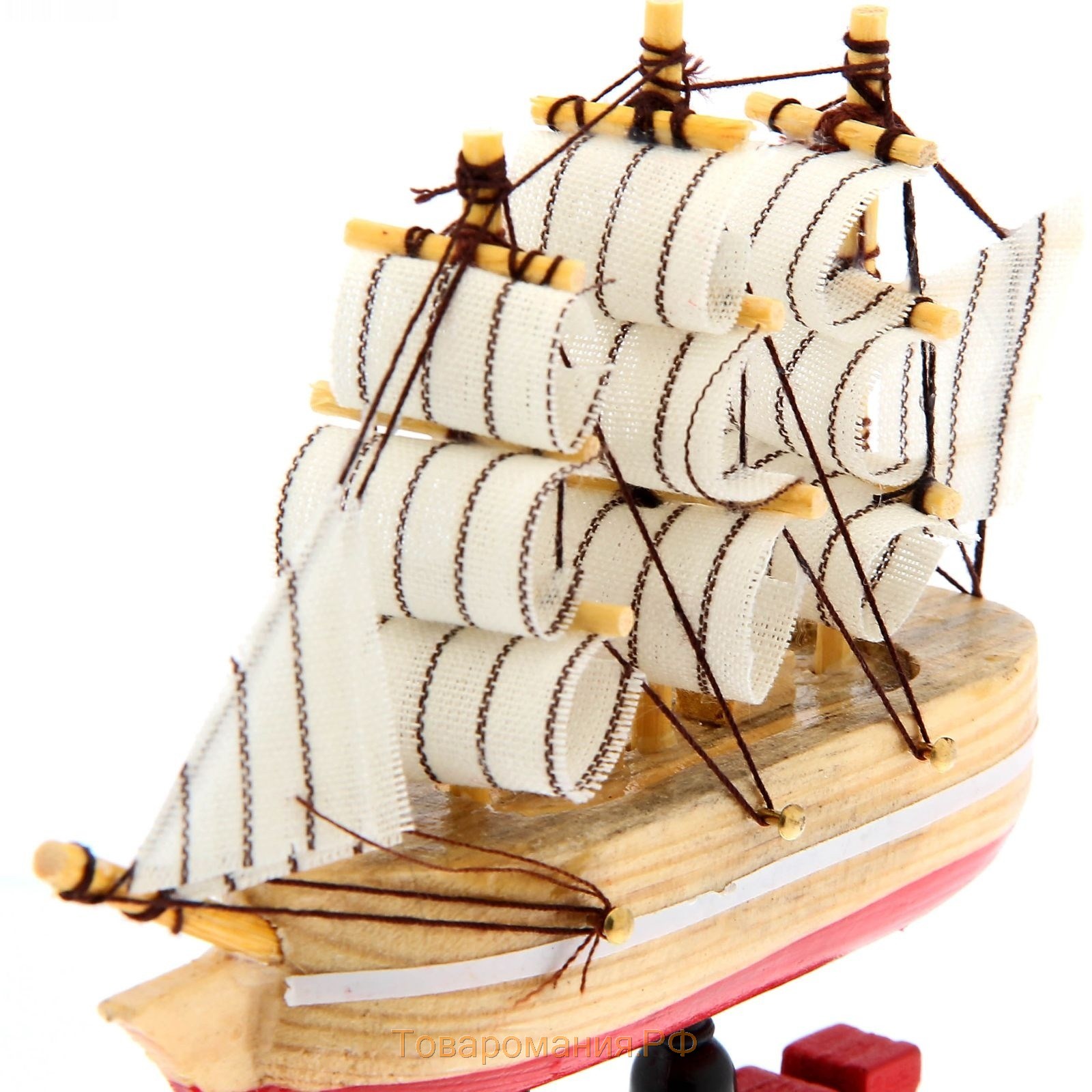 Корабль на фигурной деревянной подставке "Любовь", 11,5 см