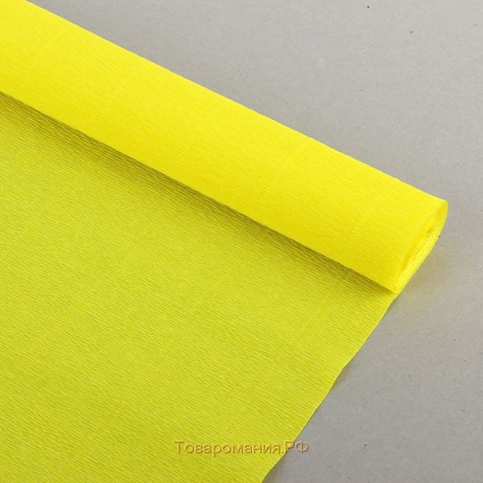 Бумага для упаковки и поделок, гофрированная, желтая, лимонная, однотонная, двусторонняя, рулон 1 шт., 0,5 х 2,5 м