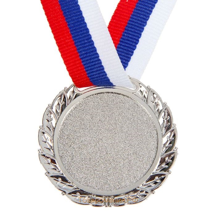 Медаль призовая 037 диам 4 см. 2 место. Цвет сер. С Лентой