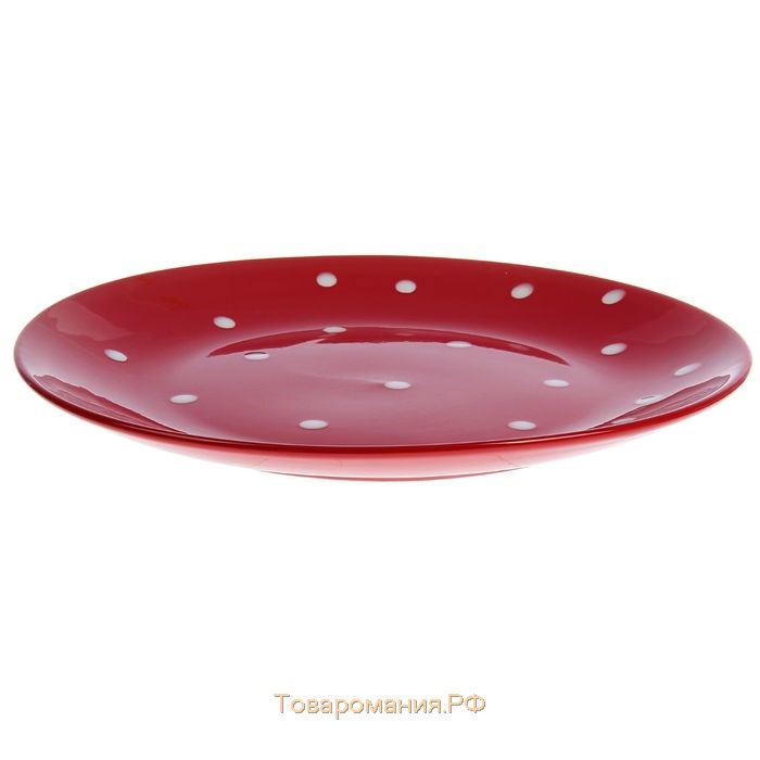 Тарелка керамическая обеденная «Красный горох», d=27 см, цвет красный