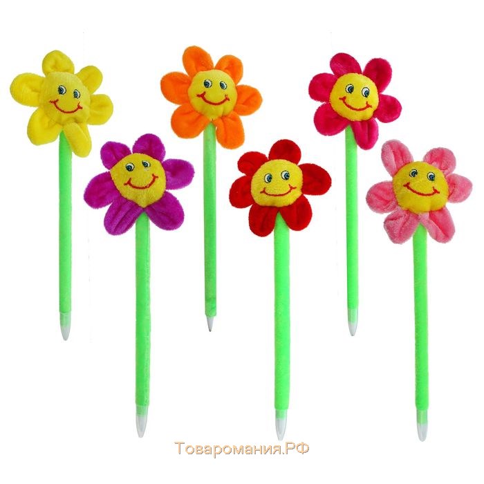 Мягкая ручка "Цветочек с улыбкой", цвета МИКС