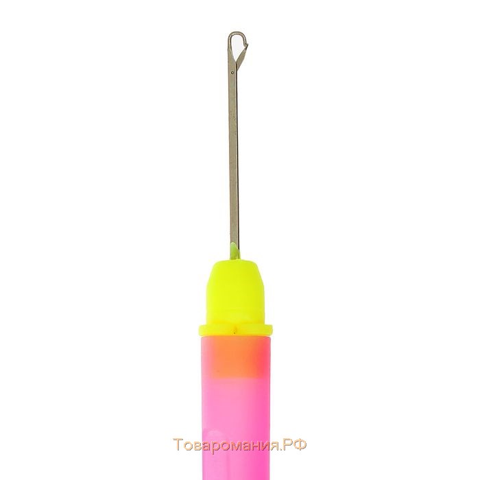 Игла для поднятия петель, с колпачком, 14 см, d = 0,8 мм, цвет розовый/жёлтый