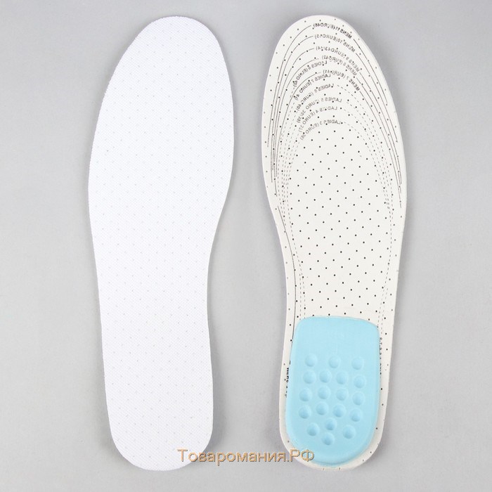Стельки для обуви, универсальные, с подпяточником, дышащие, р-р RU до 46 (р-р Пр-ля до 47), 29 см, пара, цвет белый