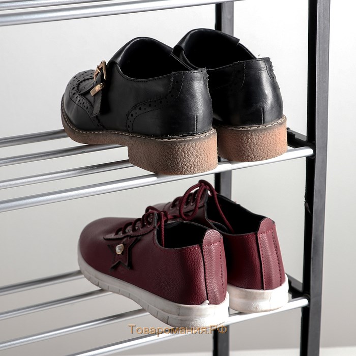 Обувница, 4 яруса, 42×19×60 см, цвет чёрный