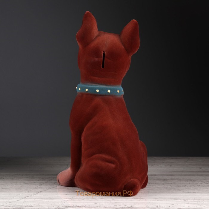 Копилка "Собака Боксёр", коричневый цвет, флок, керамика, 34 см, микс