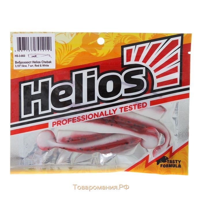 Виброхвост Helios Chebak  Red & White, 8 см, 7 шт. (HS-3-003)