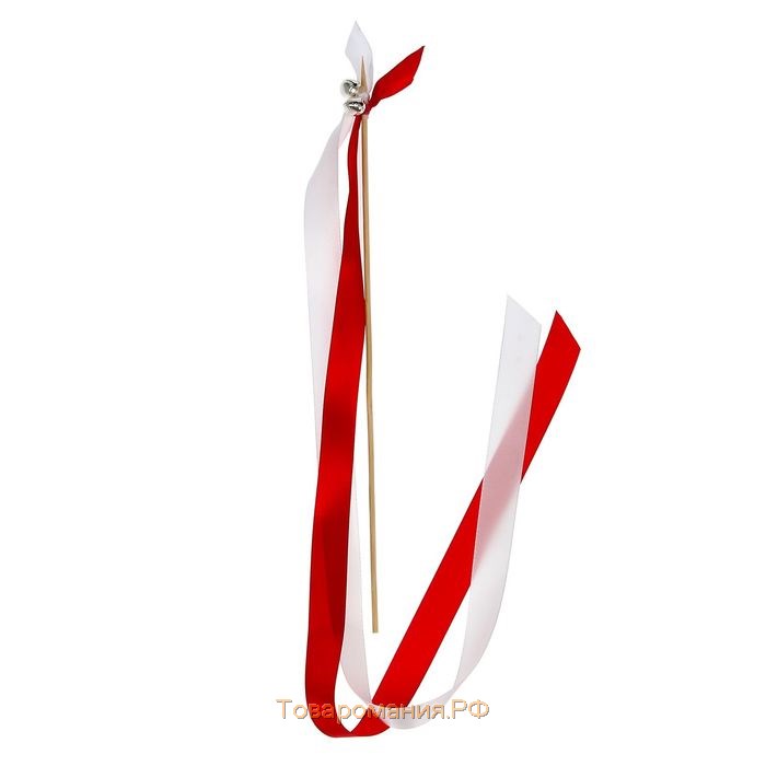 Свадебные палочки с лентами и бубенчиками "Радужные фесты", набор 3 шт., красный