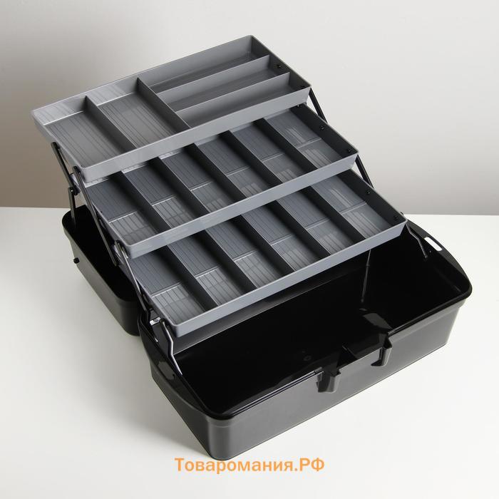 Ящик универсальный Альтернатива, 42,5×22,4×20 см, с крышкой, раздвижной, цвет чёрный