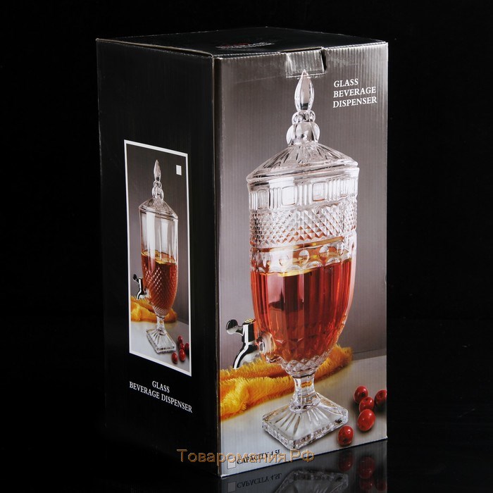 Диспенсер для напитков стеклянный Magistro «Изыск», 5 л, 26×20×54 см