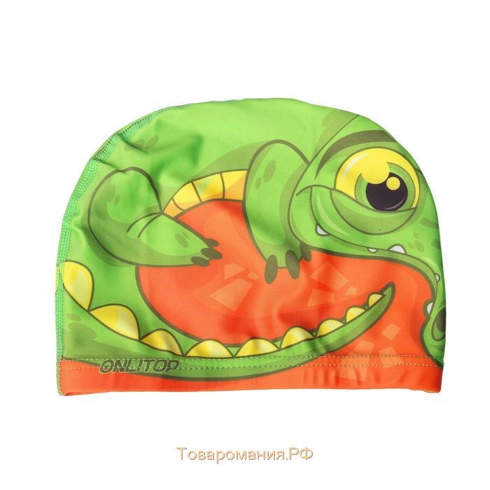Шапочка для плавания детская ONLYTOP «Крокодильчик», тканевая, обхват 46-52 см