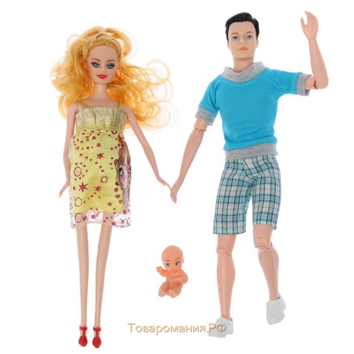 Набор «Молодая семья с пупсом»: кукла-модель беременная, кукла Алекс шарнирная