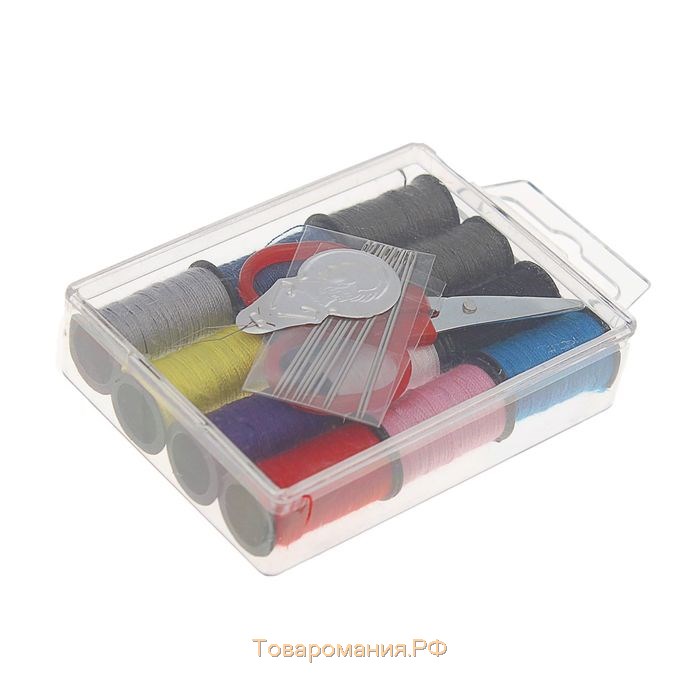 Швейный набор, 22 предмета, в пластиковом контейнере, 9 × 5,5 × 2 см