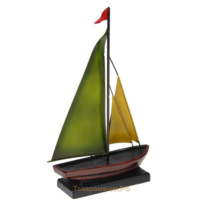 Корабль сувенирный малый «Металлист», парус зелёный, 19 × 5,5 × 30 см