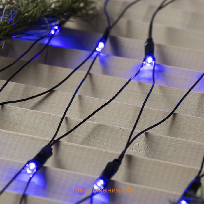 Гирлянда «Сеть» 2 × 2 м, IP20, тёмная нить, 224 LED, свечение синее, 8 режимов, 220 В