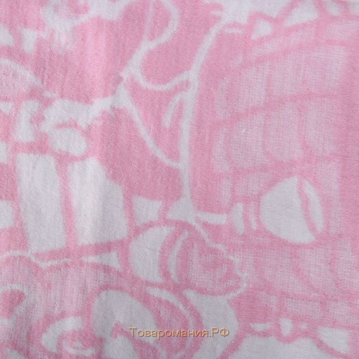 Одеяло байковое детское хлопчатобумажное "Ермошка", цвет розовый, жаккард, размер 118х100 см, 470 г/м2, принт микс