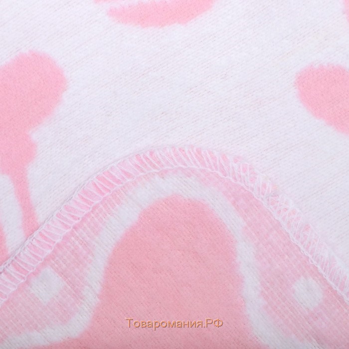 Одеяло байковое детское хлопчатобумажное "Ермошка", цвет розовый, жаккард, размер 118х100 см, 470 г/м2, принт микс