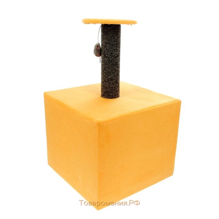 Когтеточка "Столбик", куб с площадкой, 35 х 30 х 85 см, микс цветов