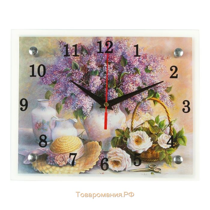 Часы настенные, серия: Цветы, "Сирень в вазе", 20х25  см