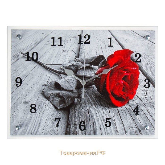 Часы настенные, серия: Цветы, "Красная роза", 30х40  см