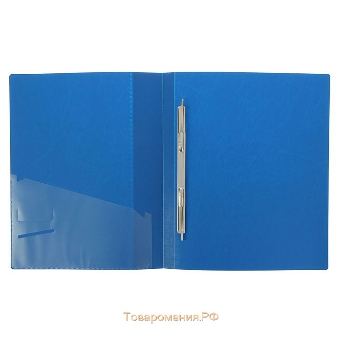 Папка с боковым пружинным скоросшивателем А4 EC Premier, 550мкм, внутренний и торцевой карманы, текстура ID, синяя