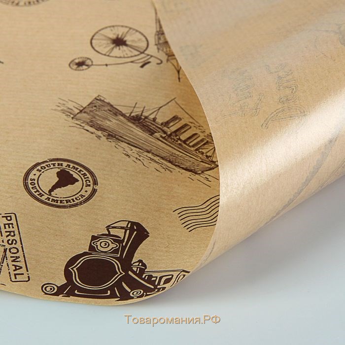 Бумага упаковочная крафт "Вокруг света" ламинированная, 0.7 x 10 м