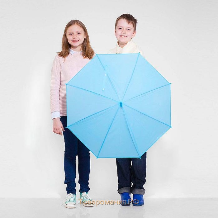 Зонт детский полуавтоматический «Однотонный», r=41см, цвет голубой
