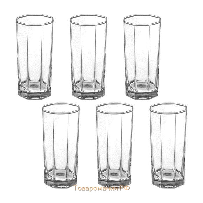 Набор высоких стеклянных стаканов Kosem, 260 мл, 6 шт