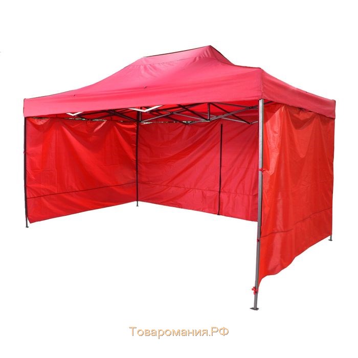 Палатка торговая 3*6 м, каркас складной черный, с молнией, цвет красный