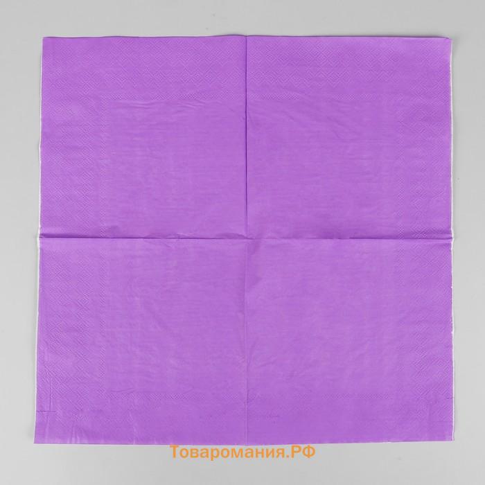 Салфетки бумажные, двухслойные, однотонные, 33×33 см, набор 20 шт., цвет сиреневый