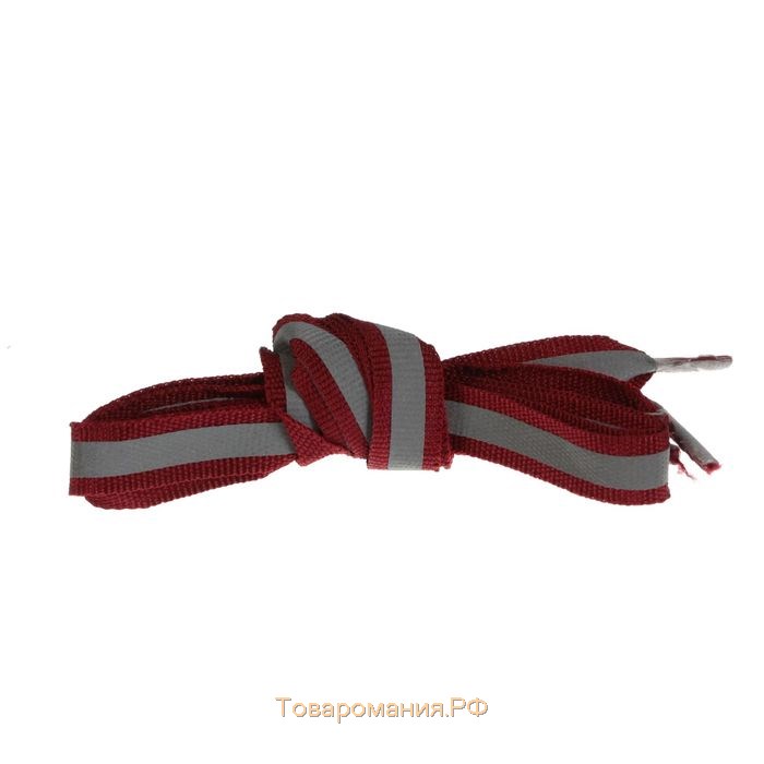 Шнурки для обуви, со светоотражающей полосой, d = 10 мм, 70 см, пара, цвет бордовый