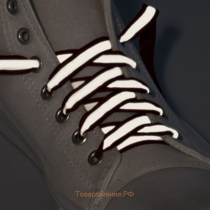 Шнурки для обуви, со светоотражающей полосой, d = 10 мм, 70 см, пара, цвет бордовый