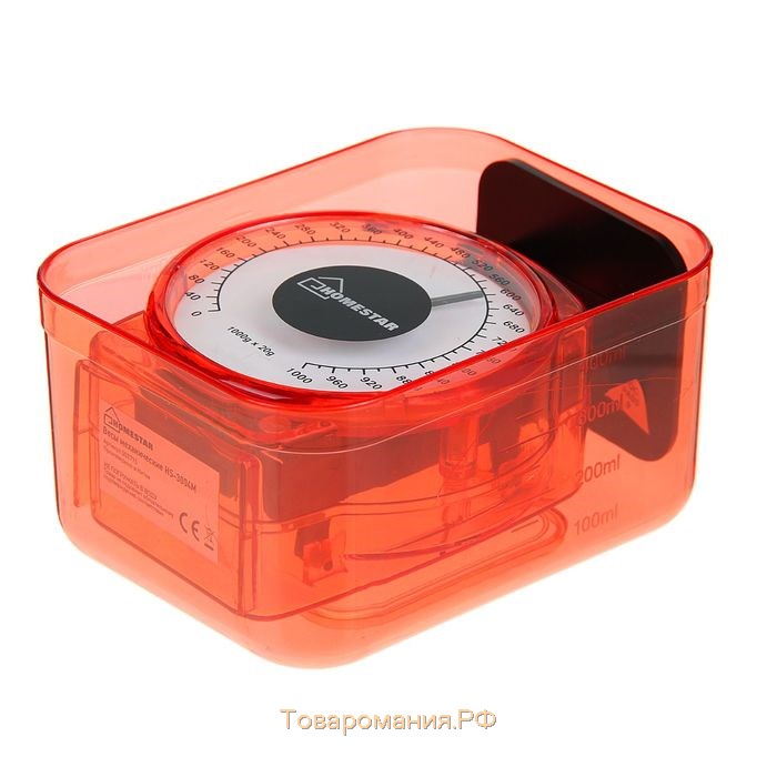 Весы кухонные HOMESTAR HS-3004М, механические, до 1 кг, чаша 0.5 л, красные