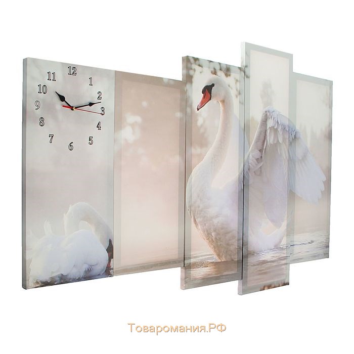 Часы настенные, модульные, серия: Животный мир, "Белый лебедь", 80х140  см