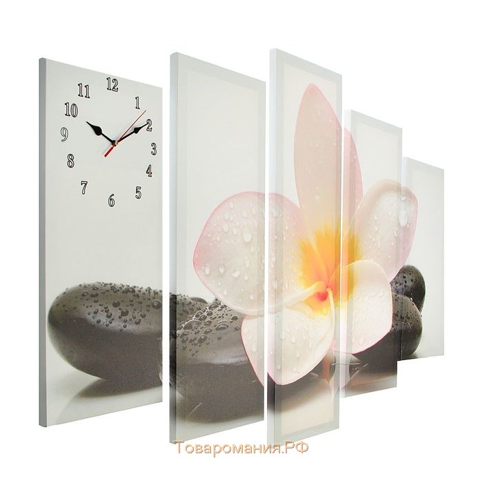 Часы настенные, модульные, серия: Цветы, "Цветок на камне", 80х140  см